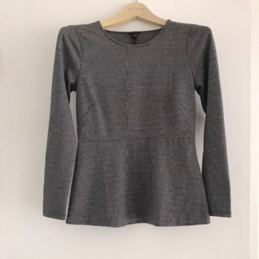 Ann Taylor Houndstooth Peplum Top